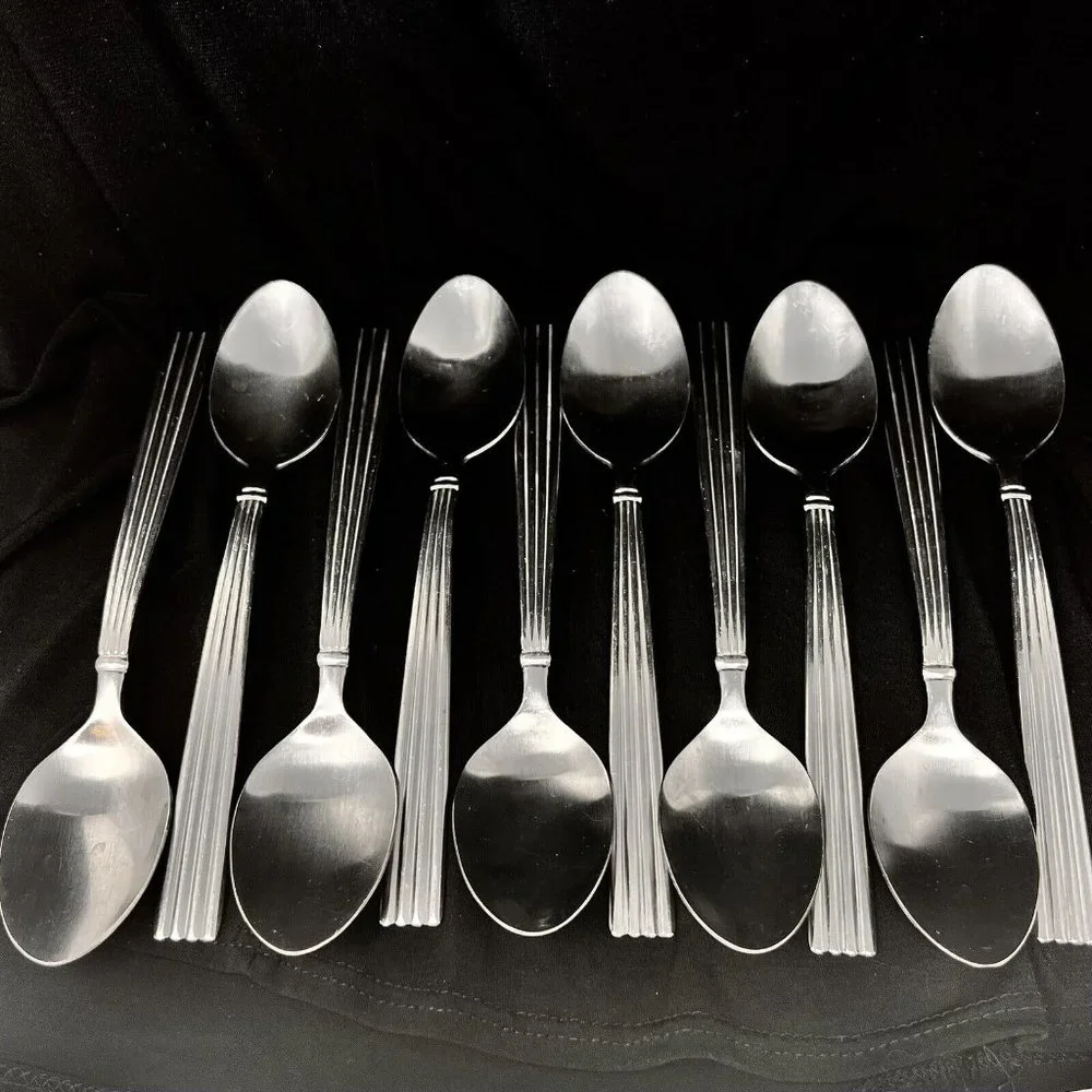 Cambridge Flatware Stainless Ribbed Ridges‎ Soup Spoon Set of 10